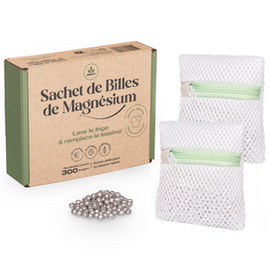 Sachet billes magnésium pour lessive écologique économique hypollargénique 