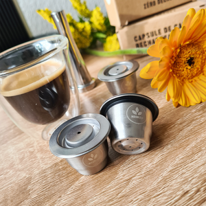 Capsule réutilisable nespresso ZENIUS, capsule nespresso plate rechargeable  inox
