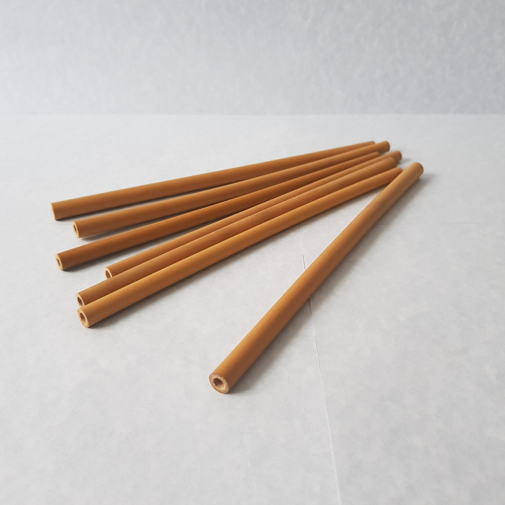 Cap Bambou -- Paille réutilisable 13 cm caramélisée gravée